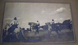 Large Western Cowboy Ephemera Lot, Inc. Albumin Photo of Bronco Busting