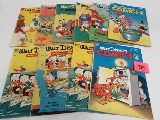 Lot (10) Golden Age Dell Walt Disney Comics And Stories Incl. Carl Barks