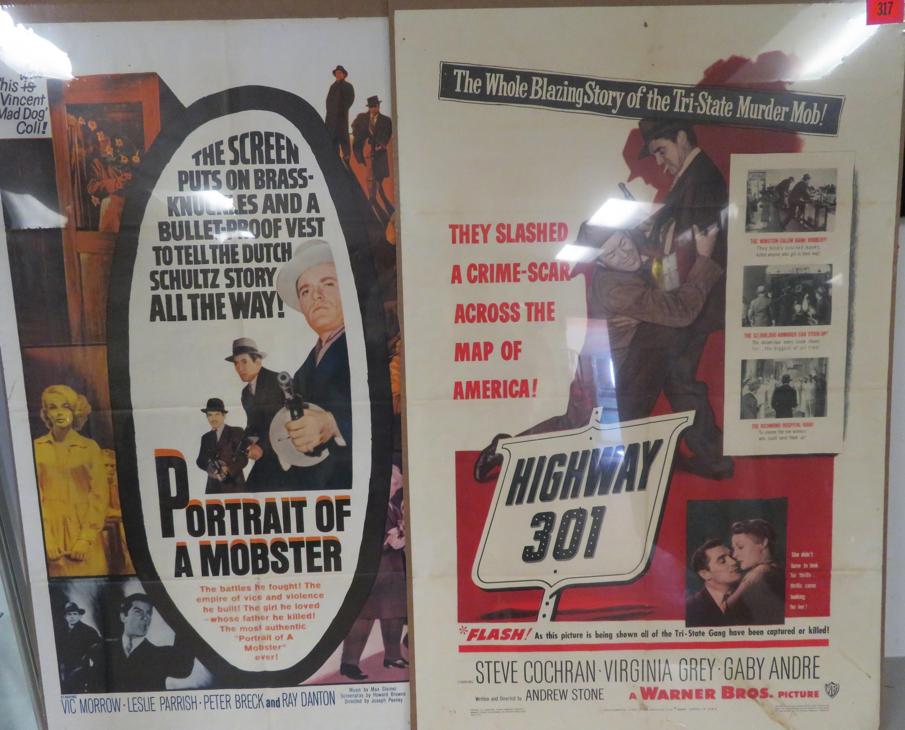 (2) Vintage Crime & Mob One Sheet Movie Posters, Highway301/Portrait of Mobster
