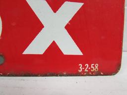 1958 Dated Texaco Sky Chief Porcelain Pump-plate Sign 12 X 22"