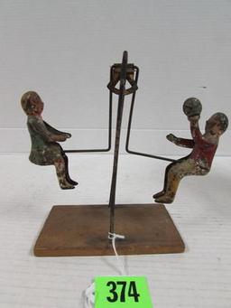 Early 1900's Antique Gibbs Tin See-saw/ Teeter Totter Toy