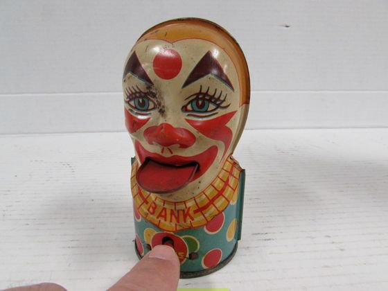 Antique J. Chein Tin Litho Clown Mechanical Bank