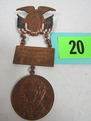 1908 Detroit Michigan Encampment Delegate Ladder Badge Civil War G.a.r.