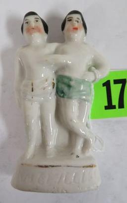 1860s-70s Porcelain "Chang and Eng" Siamese Twin Souvenir Circus Figurine