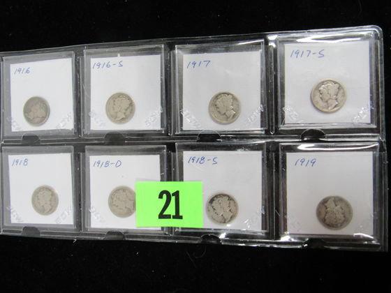 Mercury Dimes Group Of (8) Pre-1920