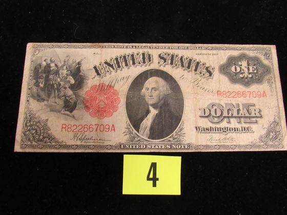 1917 Us $1 Large Sized Red Seal Note