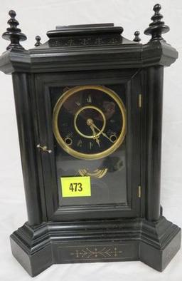 Rare Antique Ingraham Domino Key Wind Mantle Clock