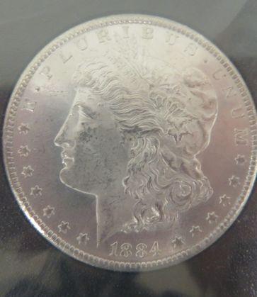 1884-cc Morgan Silver Dollar Graded Unc 60