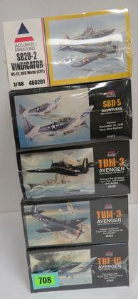 Lot of (5) Accurate Miniatures 1:48 Military Airplane Model Kits, Sealed