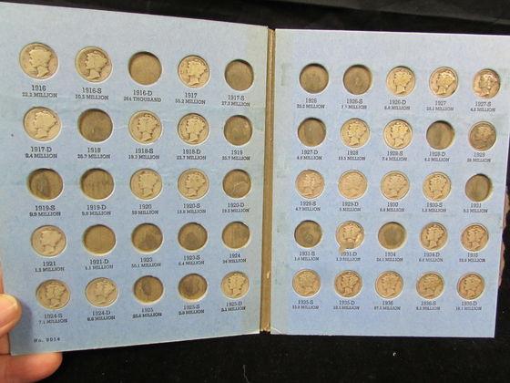 (29) Asst. Mercury Dimes In Partial Whitman Folder