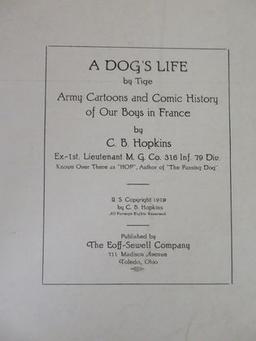 WWI  Military Cartoon Book "A Dog's Life By Tige" Dedicated to Amer Legion
