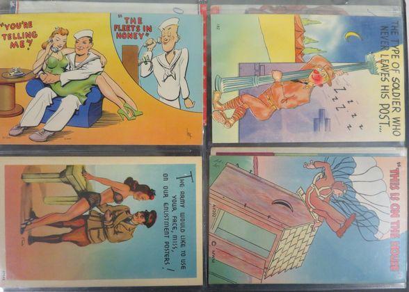 Collection of (47) WWII Funny Cartoon Postcards