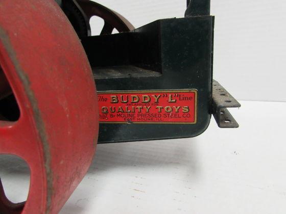 Rare Antique Buddy L 19" Road Roller Pressed Steel Toy