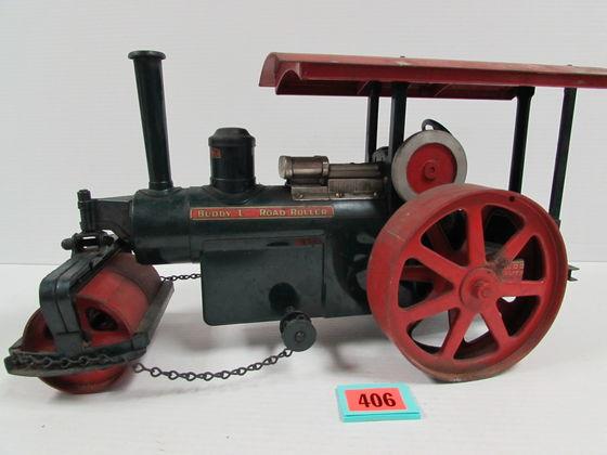 Rare Antique Buddy L 19" Road Roller Pressed Steel Toy