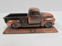 Rare 1948-1952 Gmc " Truck Of Extra Value" Copper Paperweight/ Promo