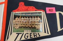 Vintage 1960s Detroit Tigers Photo Pennant