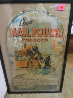Antique 1920s Mail Pouch Cardboard Sign of Modern Postal Service