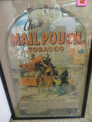 Antique 1920s Mail Pouch Cardboard Sign of Modern Postal Service