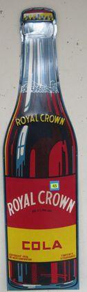 Antique 1951 Dated Royal Crown RC Cola 58" Embossed Metal Bottle Sign