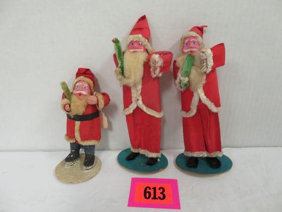 Occupied Japan Paper Mache Santa, Group of (3)