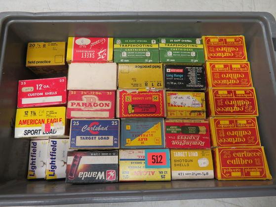 Lot of 25 Assorted Empty Collector Shotgun Shells Ammo Boxes
