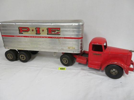 1950s Smith Miller Mack PIE 28" Pressed Steel Tractor Trailer