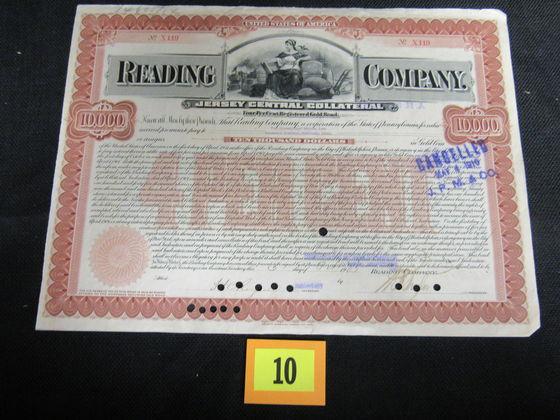 1901 Reading Rail Road Stock Certificate