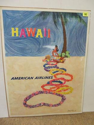 Original 1960s American Airlines Hawaii Travel Advertising Poster