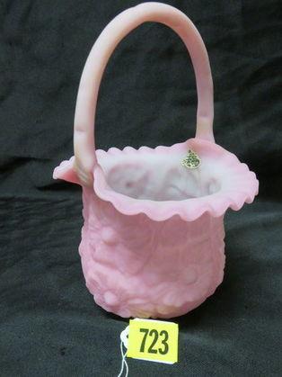 Fenton Art Glass Pink Satin Poppy Basket