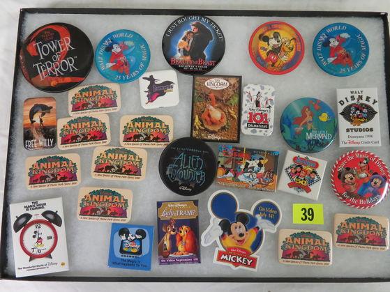 Walt Disney Pin-back Collection Of 25+