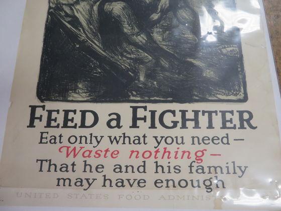 WWI "Feed The Fight" U.S. Military Propaganda Poster 21" x 29"