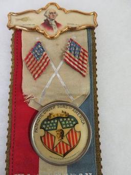 Ca. 1900 Sons of America Washington Badge & Ribbon