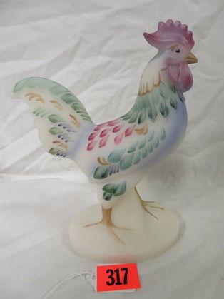 Beautiful Fenton Burmese Hand Painted 9" Rooster