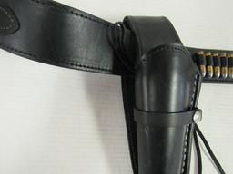 Beautiful Black Size 40 Leather Ammo Belt w/ 2 Leather Holsters w/ 18 Rds 44 Mag