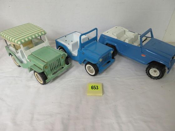 Lot of (3) Vintage Tonka Pressed Steel Jeeps as Shown, Inc. Surrey