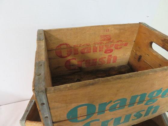 Lot of (2) Antique Wooden Soda Crates Inc. Pepsi and Orange Crush