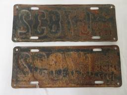 Antique 1917 Michigan Matched Pair License Plates