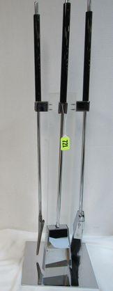 1970s Modernist Chrome and Lucite Fireplace Tool Set By Artist Allessandro Albrizzi