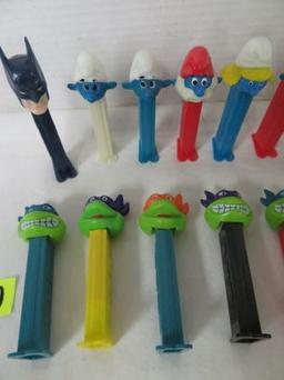 Lot of (15) Vintage Assorted Pez Dispensers Inc. TMNT, Smurfs, Star Wars, Etc