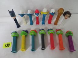 Lot of (15) Vintage Assorted Pez Dispensers Inc. TMNT, Smurfs, Star Wars, Etc