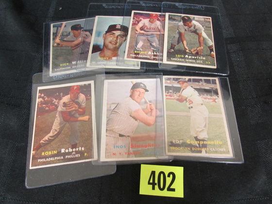 1957 Topps Star Lot Incl. Campanella, Slaughter, Aparicio+