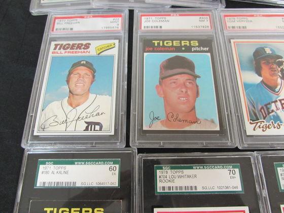 Lot (21) Vintage 1970's Detroit Tigers Cards All Graded
