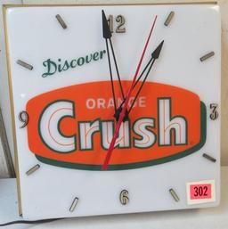 Vintage 1971 Orange Crush Soda Lighted Pam Advertising Clock