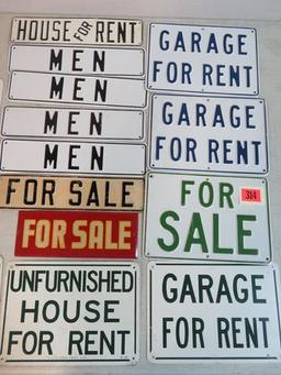 Grouping of (15) Vintage 1960s For Sale, For Rent and Other Metal Signs