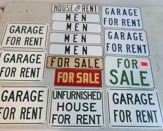 Grouping of (15) Vintage 1960s For Sale, For Rent and Other Metal Signs