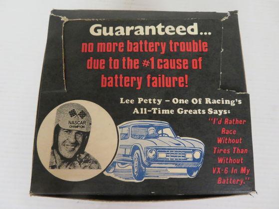 Vintage NOS VX-6 Battery Additive Store Display Box w/ Nascar "Lee Petty" Graphics