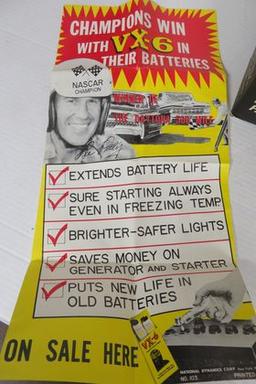 Vintage NOS VX-6 Battery Additive Store Display Box w/ Nascar "Lee Petty" Graphics