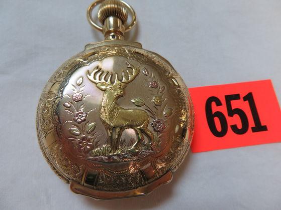 Antique 1896 American Waltham 14K Gold PS Bartlett 17 Jewel Pocket Watch