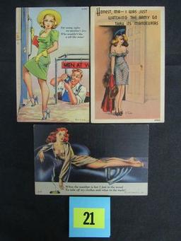 Group Of (3) Vintage Pin-up Postcards