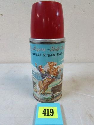 Antique Roy Rogers And Dale Evans Metal Thermos For Lunchbox